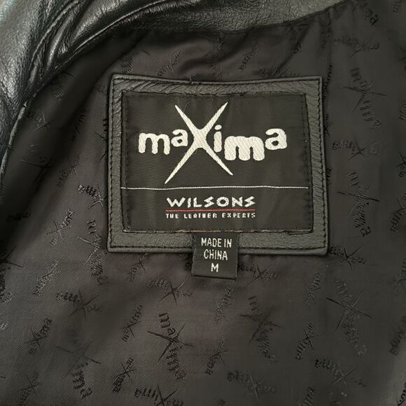Maxima Wilsons Leather Black Leather Jacket EUC - Picture 6 of 6
